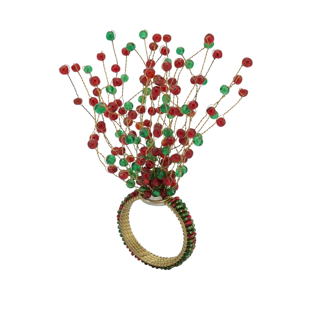 Picture of Saro Lifestyle NR389.RG Beaded Burst Design Napkin Ring, Red & Green - Set of 4