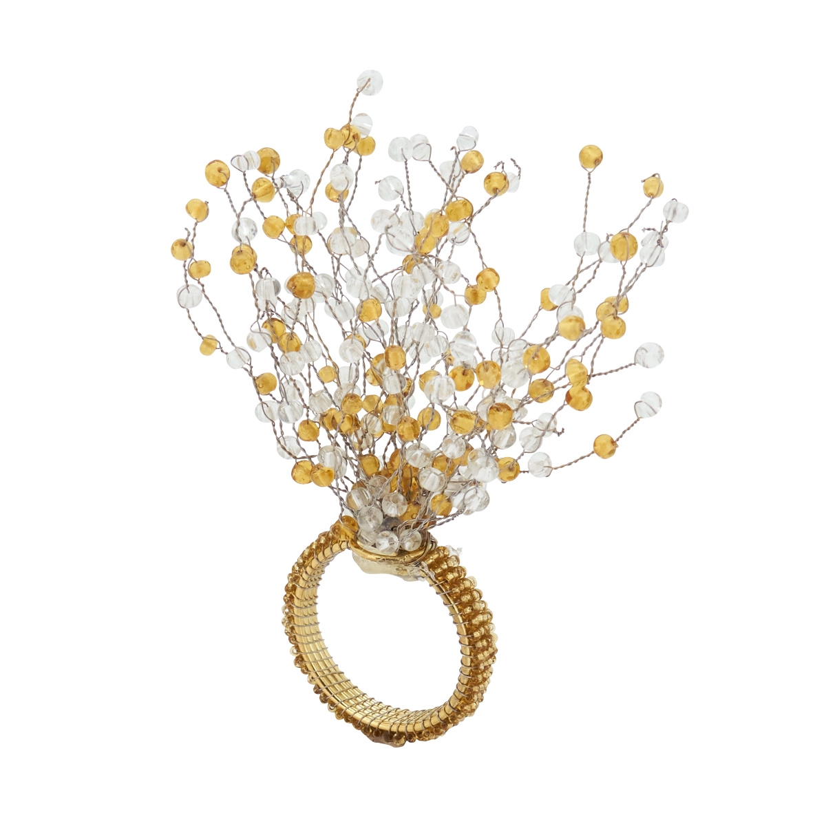 Beaded Burst Design Napkin Ring, Champagne - Set of 4