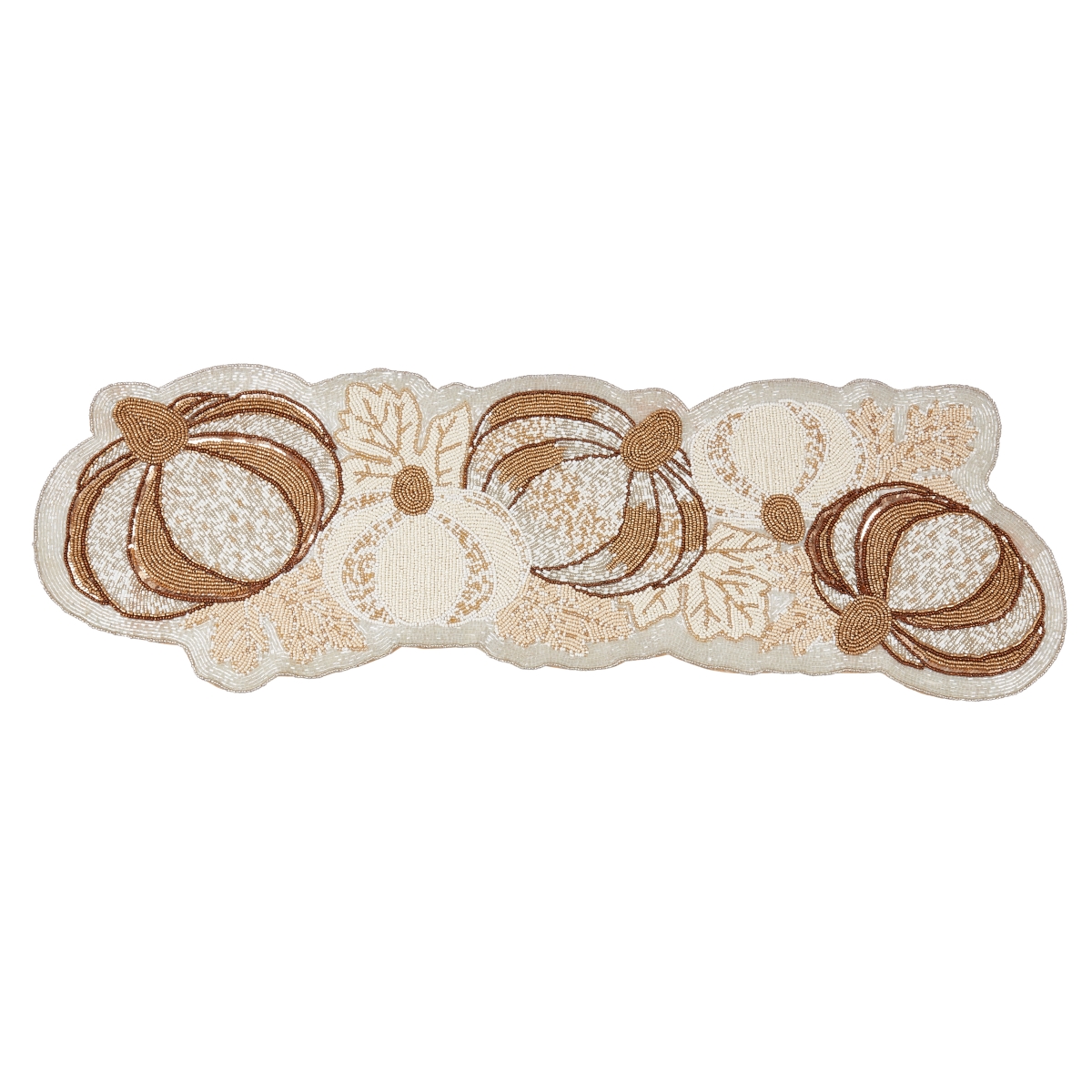 Picture of Saro Lifestyle 4344.GL1236B 12 x 36 in. Pumpkin Patchwork Beaded Oblong Table Runner, Gold