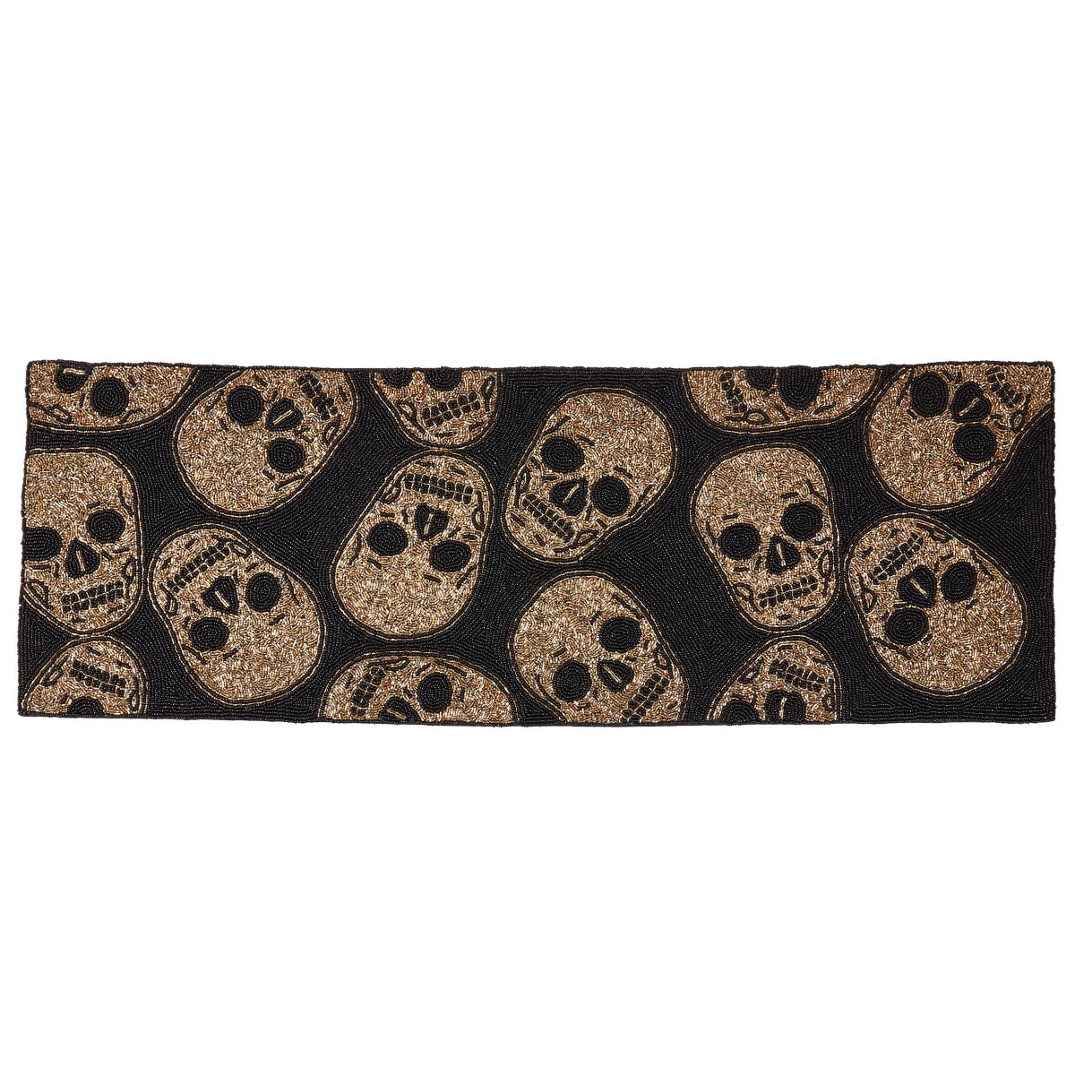 Picture of Saro Lifestyle 2075.DG1335B 13 x 35 in. Unique Beaded Skulls Oblong Table Runner with Intricate Detailing, Dark Gold