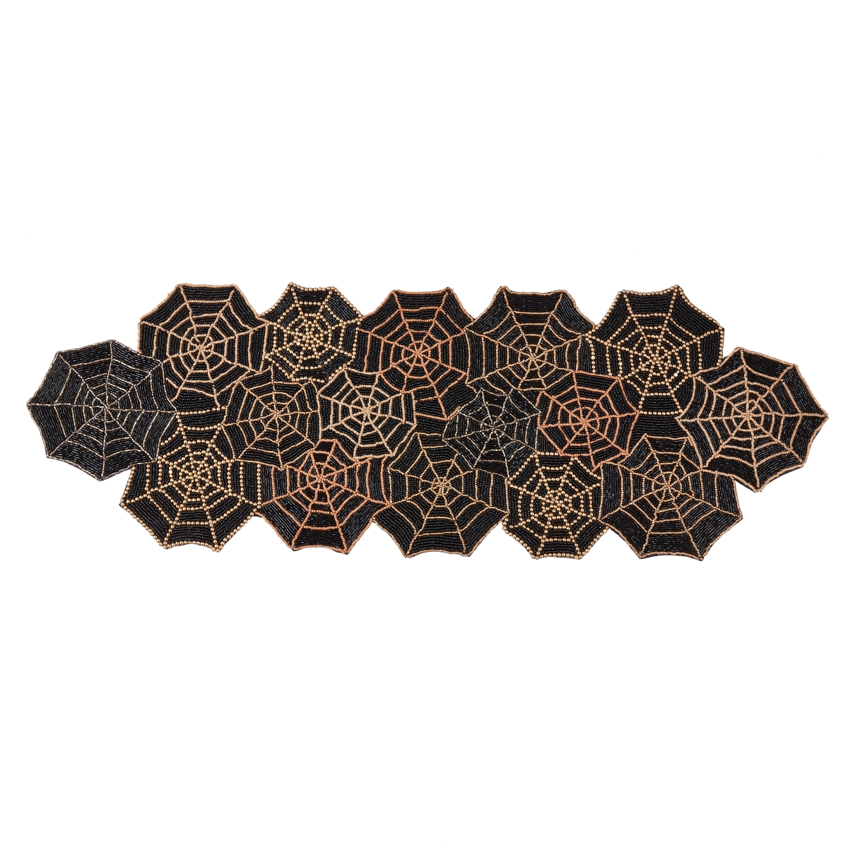 Picture of Saro Lifestyle 2026.DG1236B 12 x 36 in. Sparkling Spiderweb Oblong Table Runner with Beaded Accents, Dark Gold