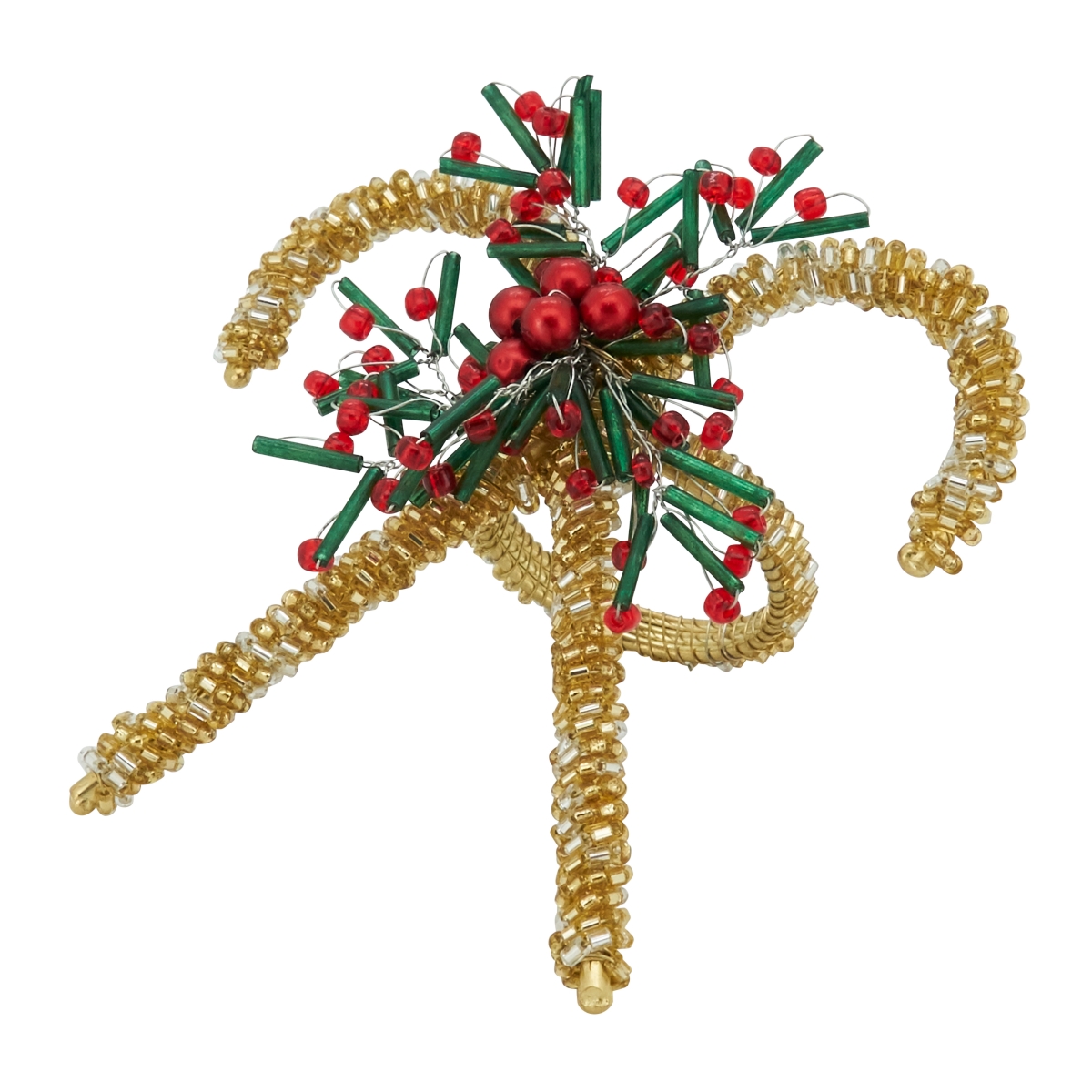 Picture of Saro Lifestyle NR782.GL Sweet Treats Beaded Candy Cane Napkin Ring, Gold - Set of 4