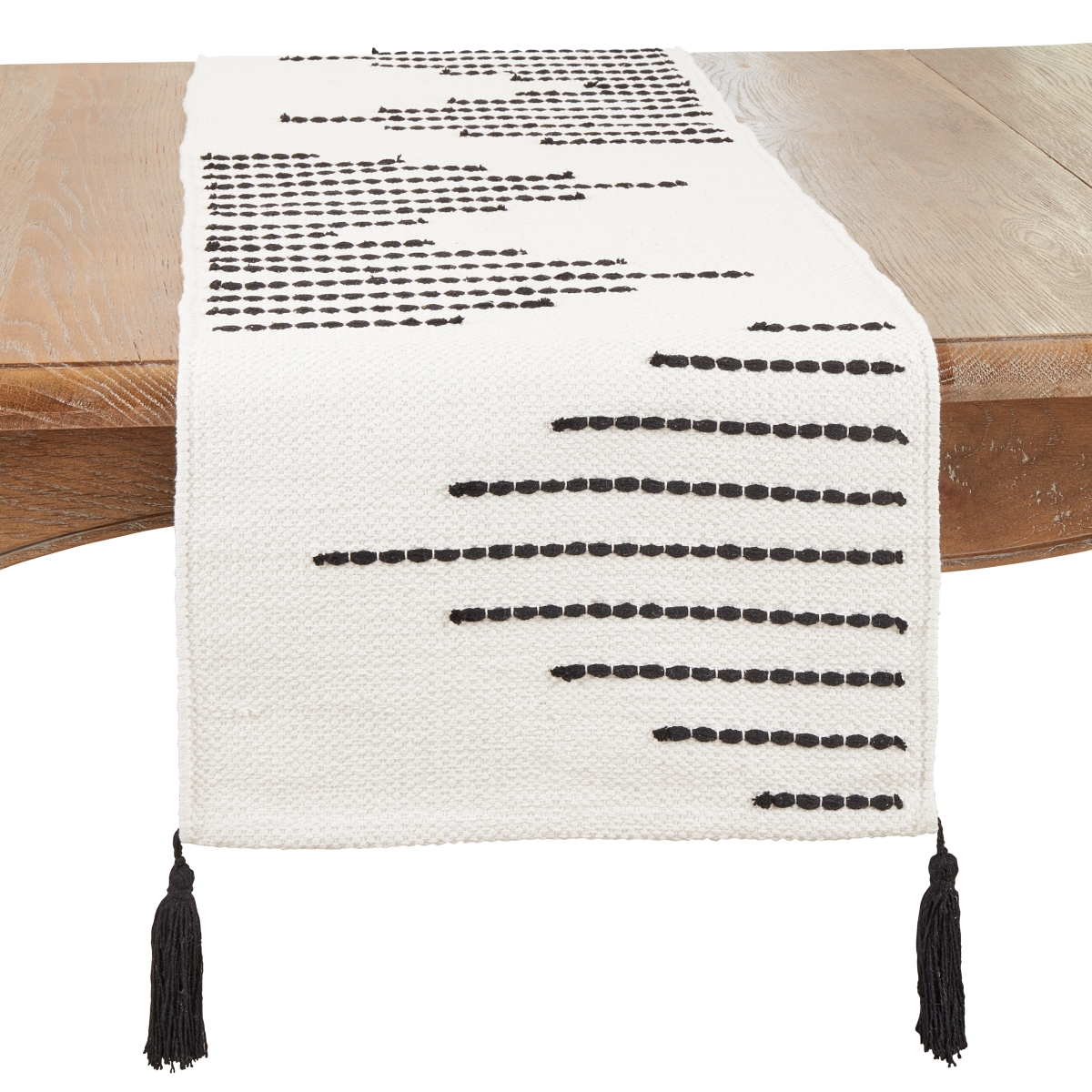 Picture of Saro Lifestyle 6322.BW1672B 16 x 72 in. Diamond Delight Woven Oblong Table Runner, Black & White