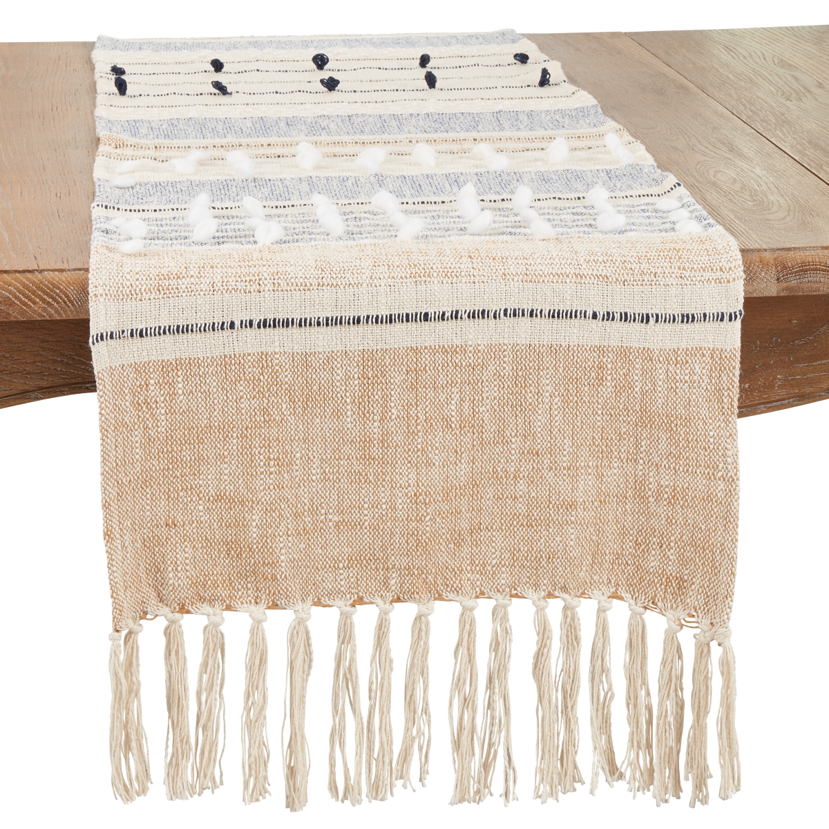 Picture of Saro Lifestyle 3922.M1672B 16 x 72 in. Natural Elegance Woven Textured Stripe Oblong Table Runner, Multi Color