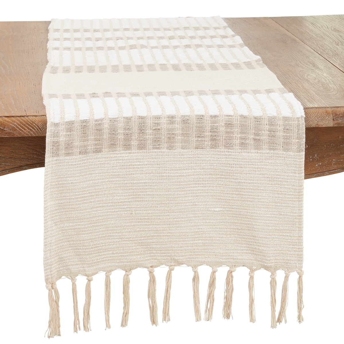 Picture of Saro Lifestyle 2297.N1672B 16 x 72 in. Classic Charm Stripe Oblong Table Runner, Natural