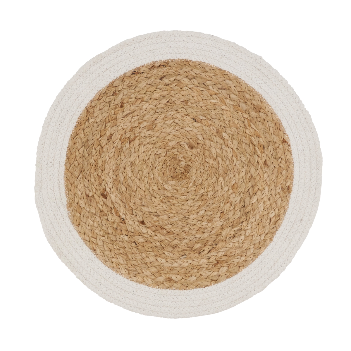 Picture of Saro Lifestyle 122.W15R 15 in. Natural Jute Braided Round Placemat, White - Set of 4