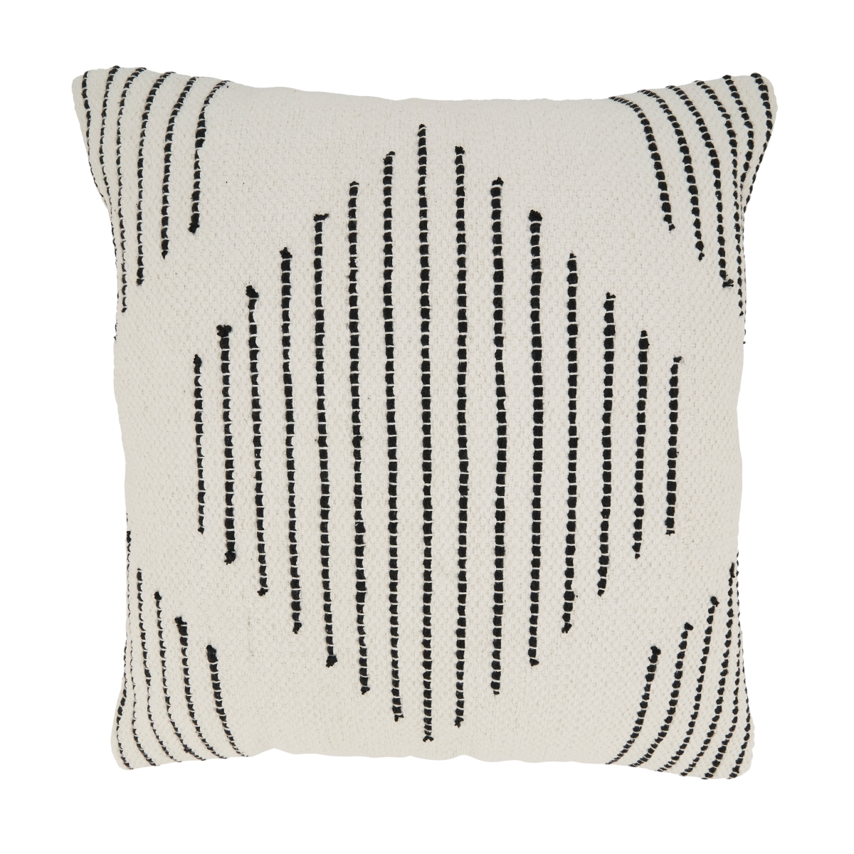 20 in. Diamond Delight Woven Square Down Filled Throw Pillow, Black & White