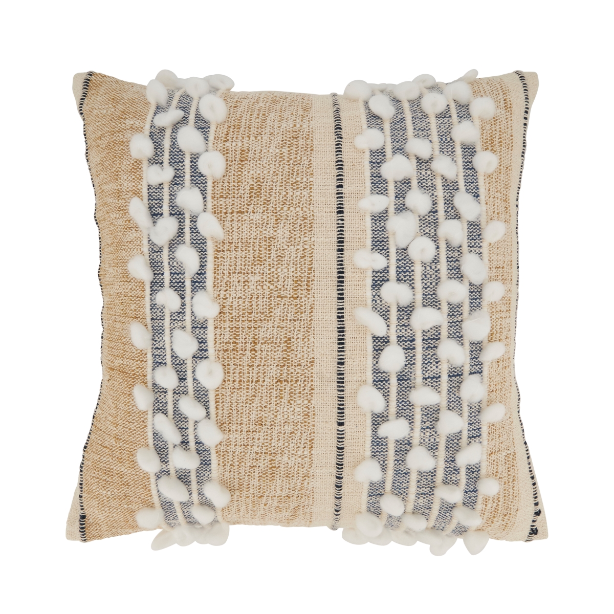 18 in. Cozy Weave Stripe Square Down Filled Throw Pillow, Multi Color