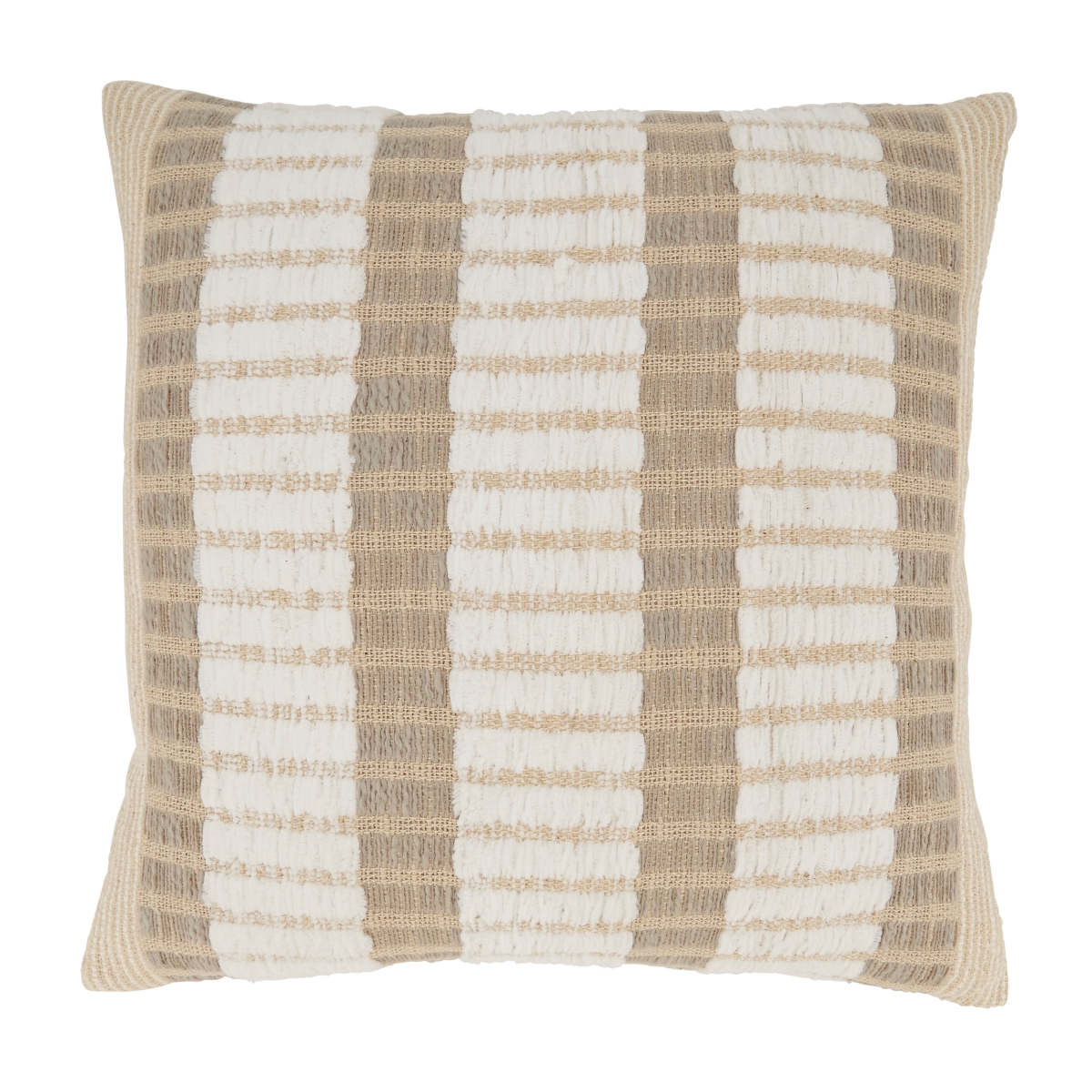 20 in. Classic Charm Stripe Square Down Filled Throw Pillow, Natural