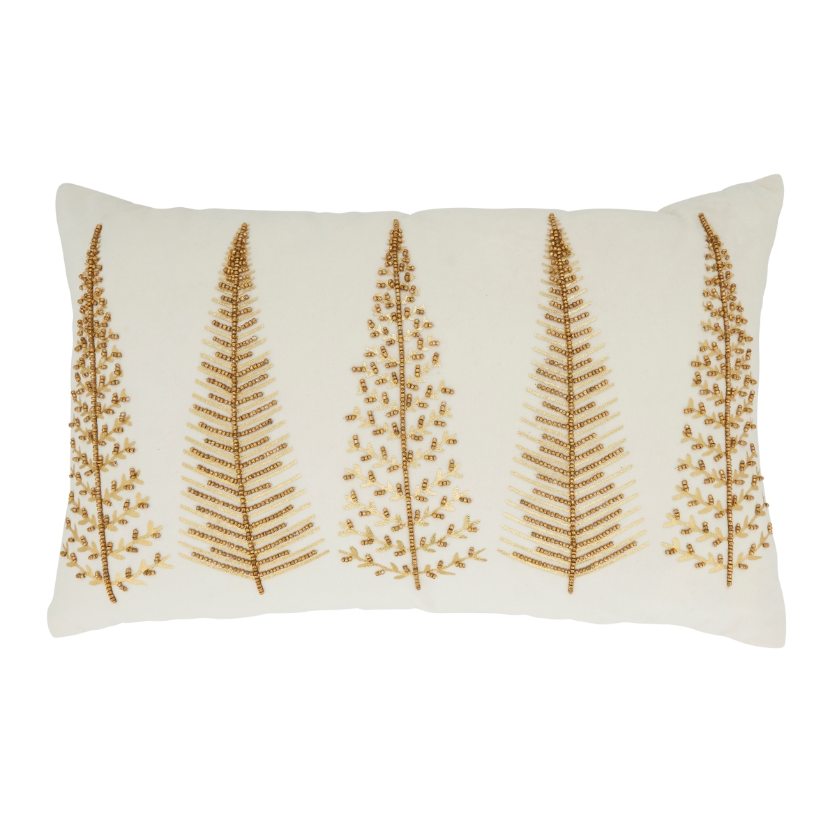 14 x 22 in. Beaded Bliss Beaded Christmas Trees Oblong Poly Filled Throw Pillow, White