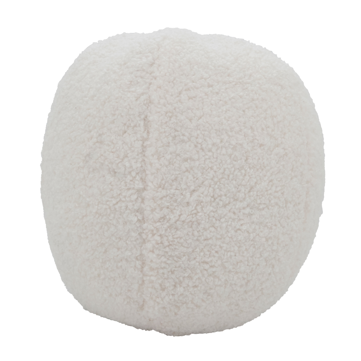 10 in. Plush Playfulness Faux Fur Ball Round Poly Filled Throw Pillow, Ivory