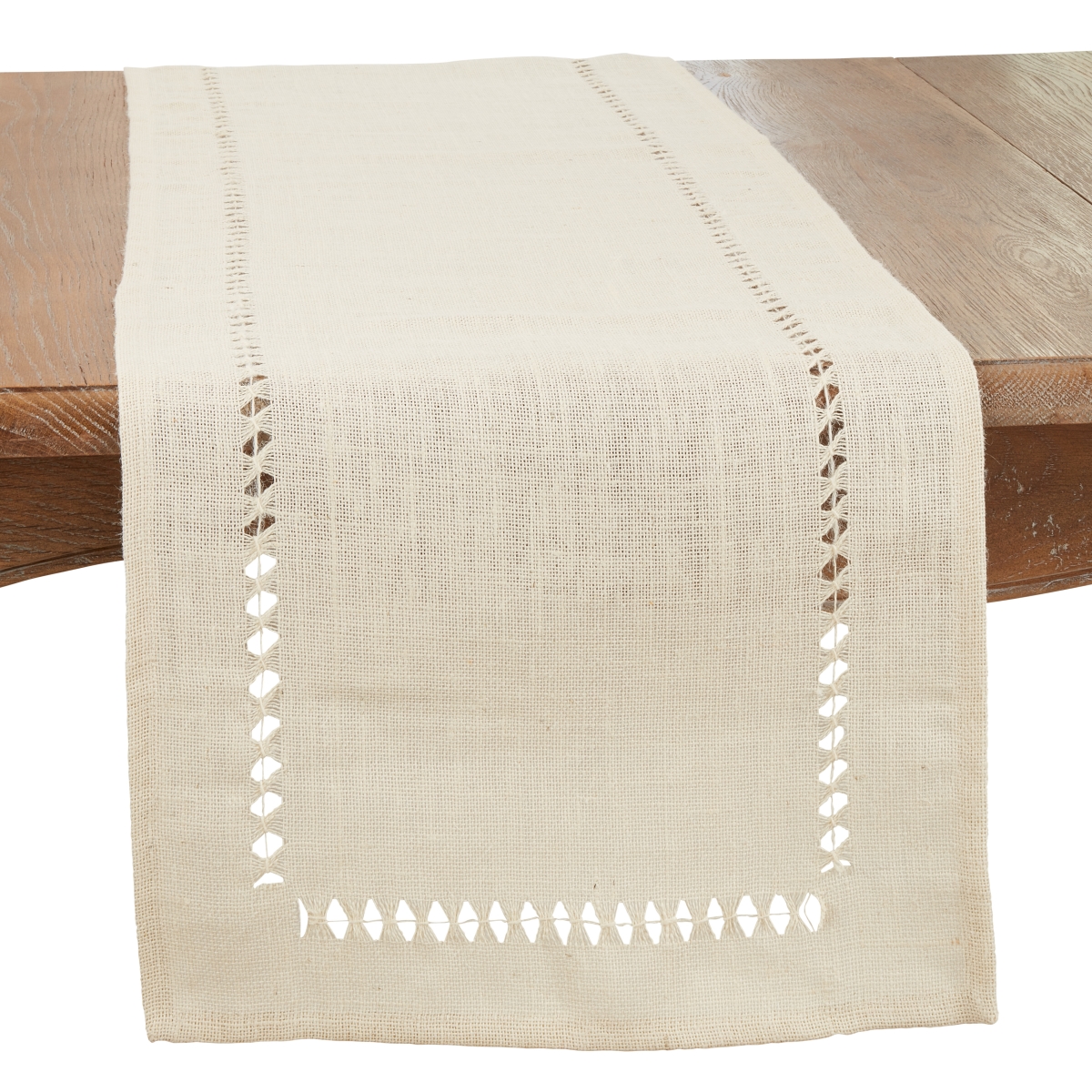 Picture of Saro Lifestyle 1900.I1672B 16 x 72 in. Organic Charm Jute Hemstitch Oblong Table Runner, Ivory