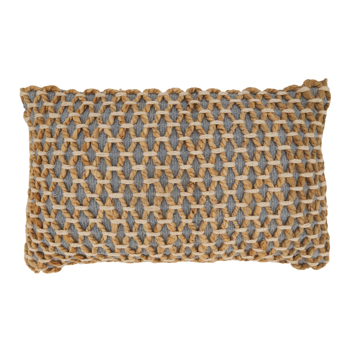 12 x 20 in. Rope Design Oblong Down Filled Throw Pillow, Grey