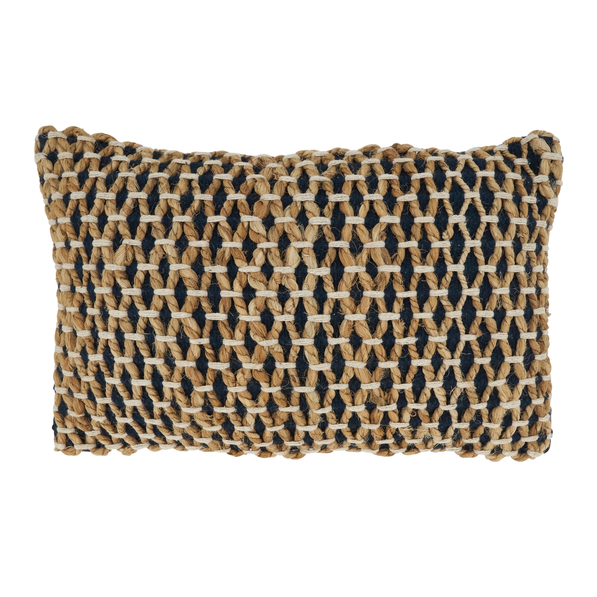 12 x 20 in. Rope Design Oblong Poly Filled Throw Pillow, Navy Blue