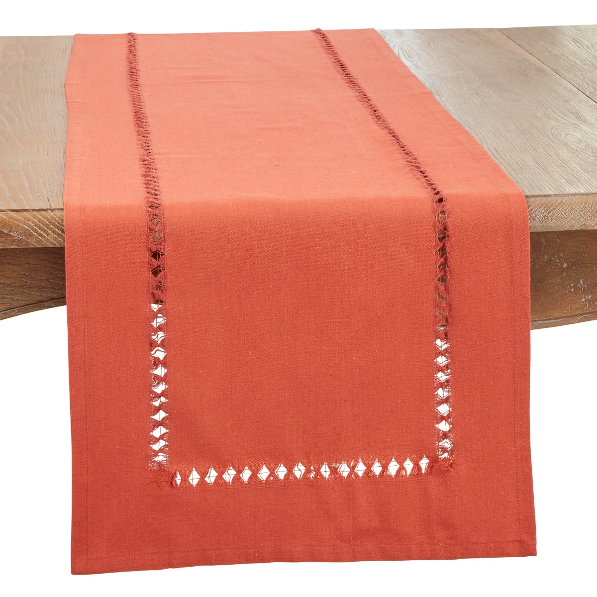 Picture of Saro Lifestyle 1564.RU1672B 16 x 72 in. Hemstitched Border Oblong Table Runner, Rust