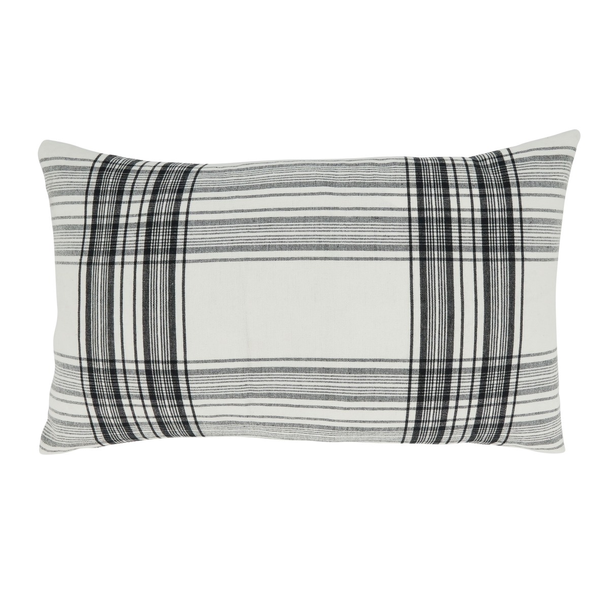 12 x 20 in. Cuddly Chic Plaid Oblong Throw Pillow Cover, Black