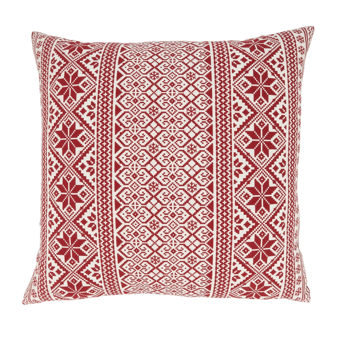20 in. Cheerful Charm Christmas Pattern Square Down Filled Throw Pillow, Red