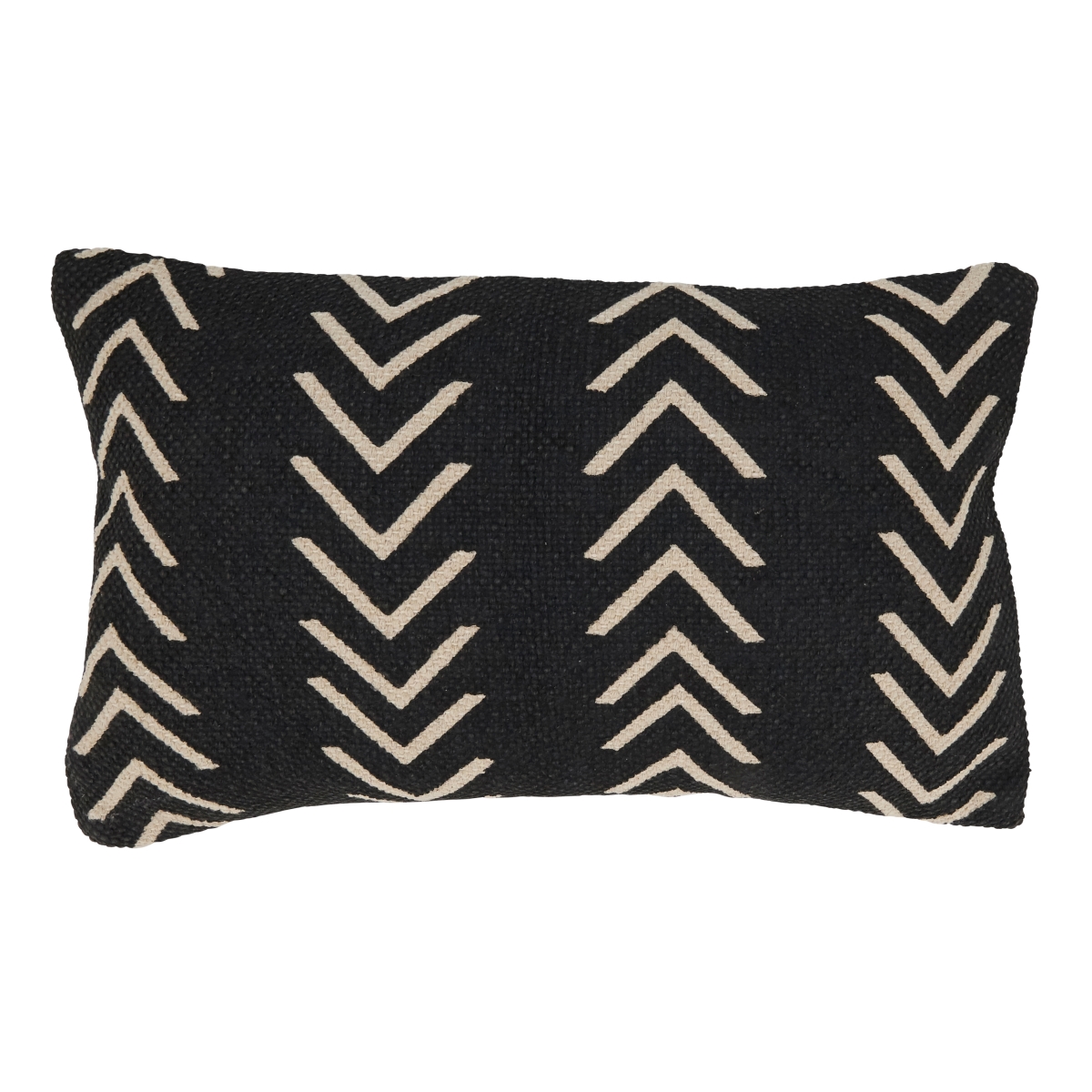 12 x 20 in. Chevron Design Oblong Poly Filled Throw Pillow, Black