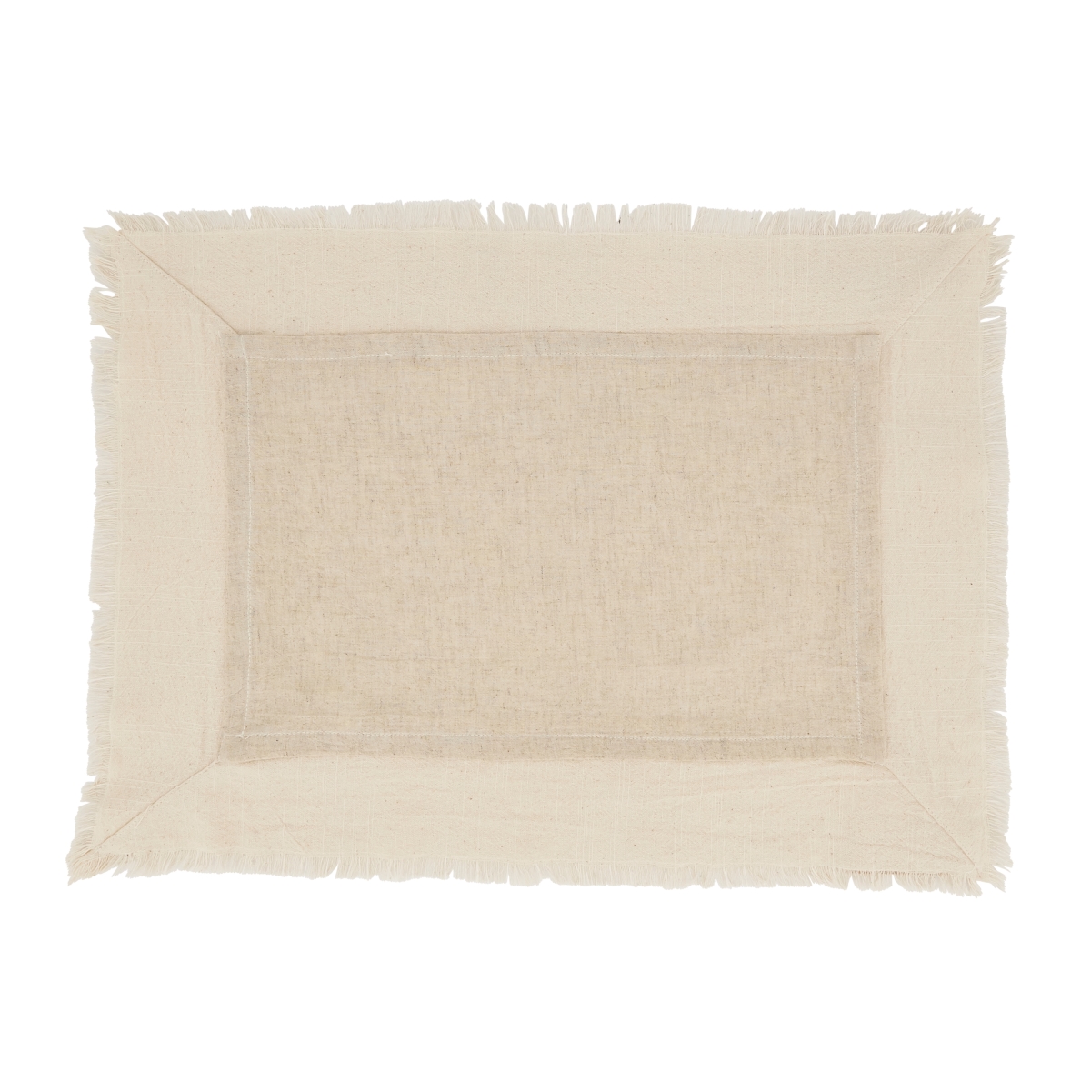 Picture of Saro Lifestyle 1588.N1420B 14 x 20 in. Twin Layer Fringe Oblong Placemat, Natural - Set of 4