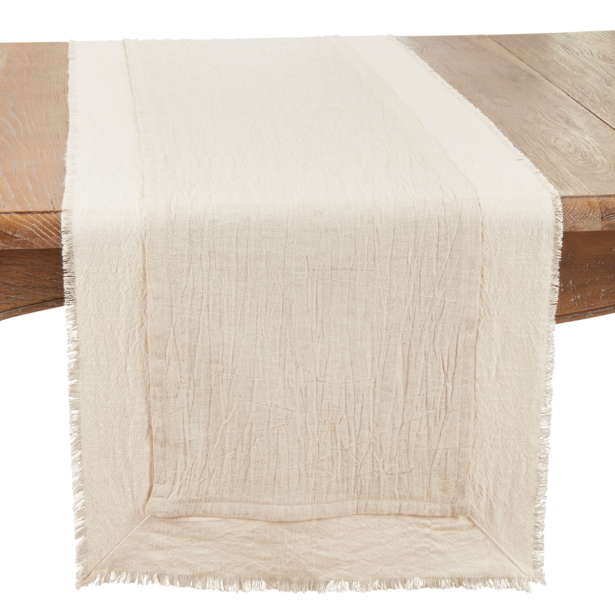 Picture of Saro Lifestyle 1588.N1672B 16 x 72 in. Twin Layer Fringe Oblong Table Runner, Natural