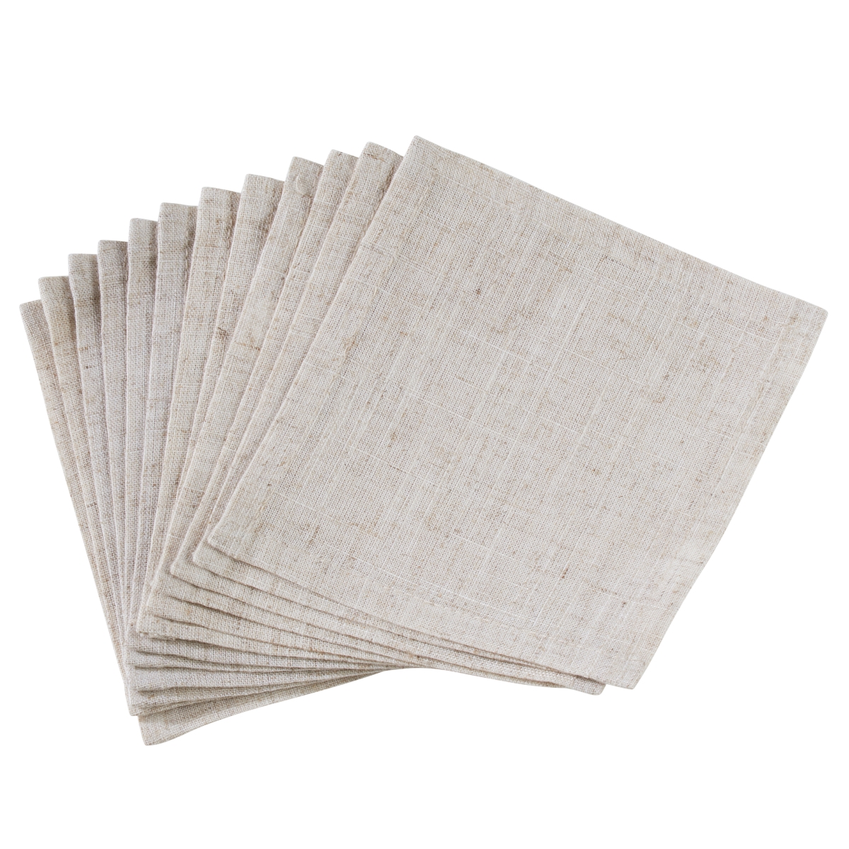 Picture of SARO 731NH.N6S 6 in. Square Poly Blend Toscana Table Napkins with No Hemstitch Border - Natural  Set of 12