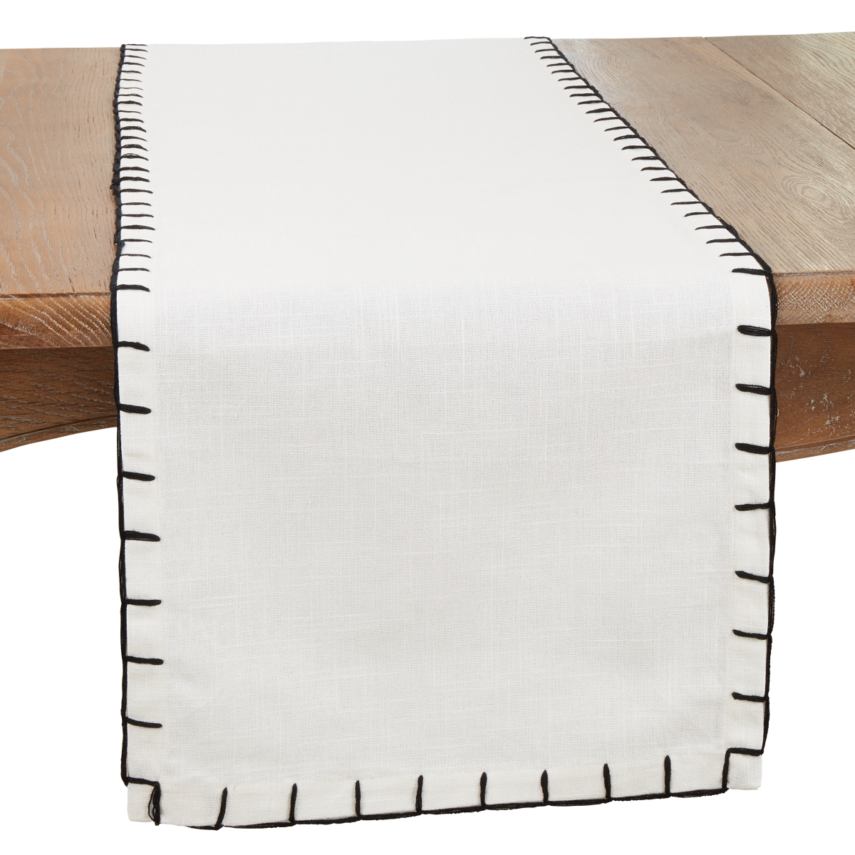 Picture of Saro Lifestyle 6350.W1672B 16 x 72 in. Classic Charm Chunky Whip Stitch Oblong Table Runner, White