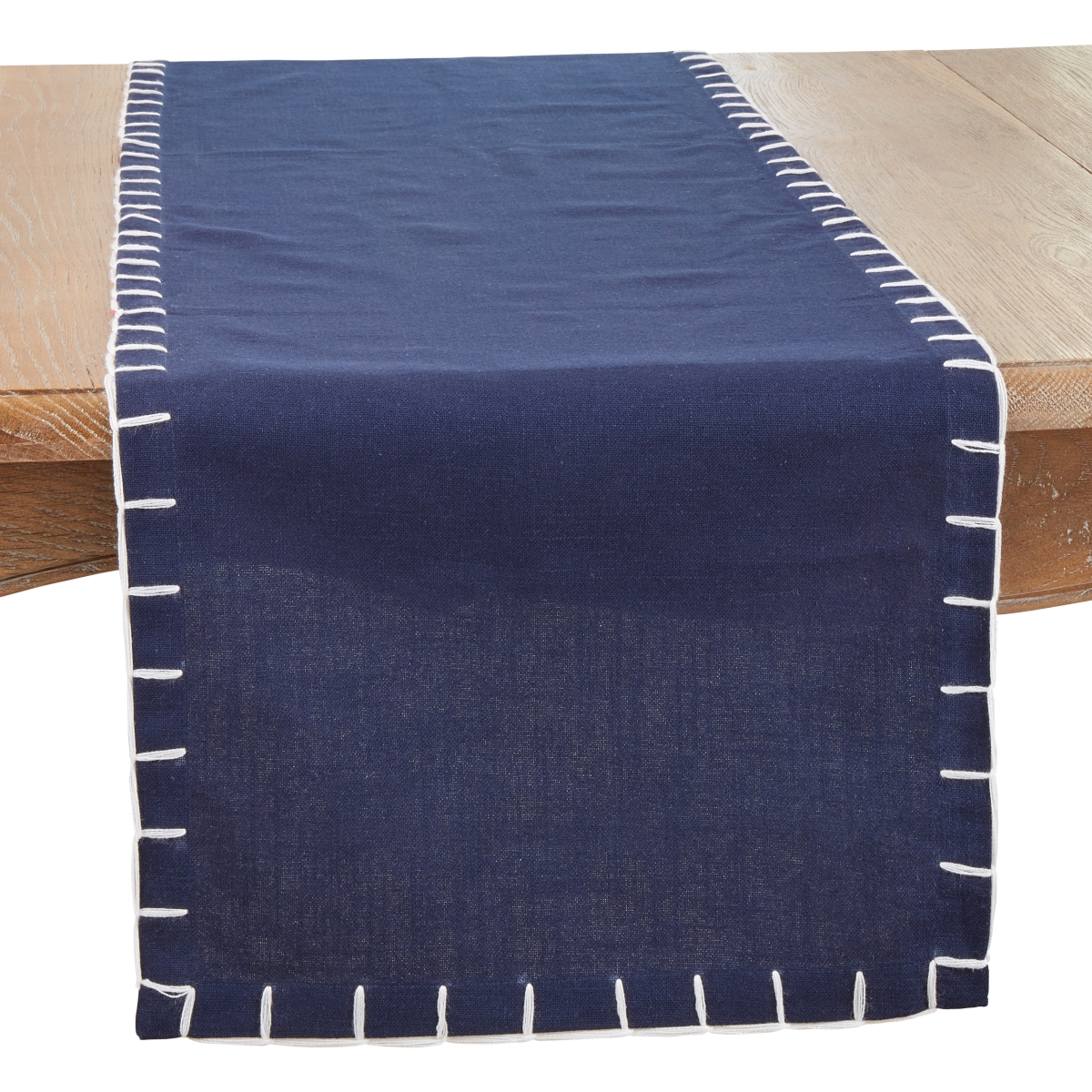 Picture of Saro Lifestyle 6350.NB1672B 16 x 72 in. Classic Charm Chunky Whip Stitch Oblong Table Runner, Navy Blue