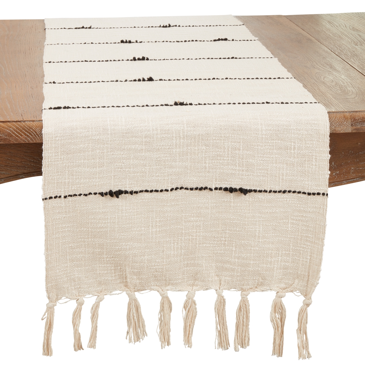 Picture of Saro Lifestyle 737.N1672B 16 x 72 in. Boho Chic Stripe Woven Oblong Table Runner, Natural