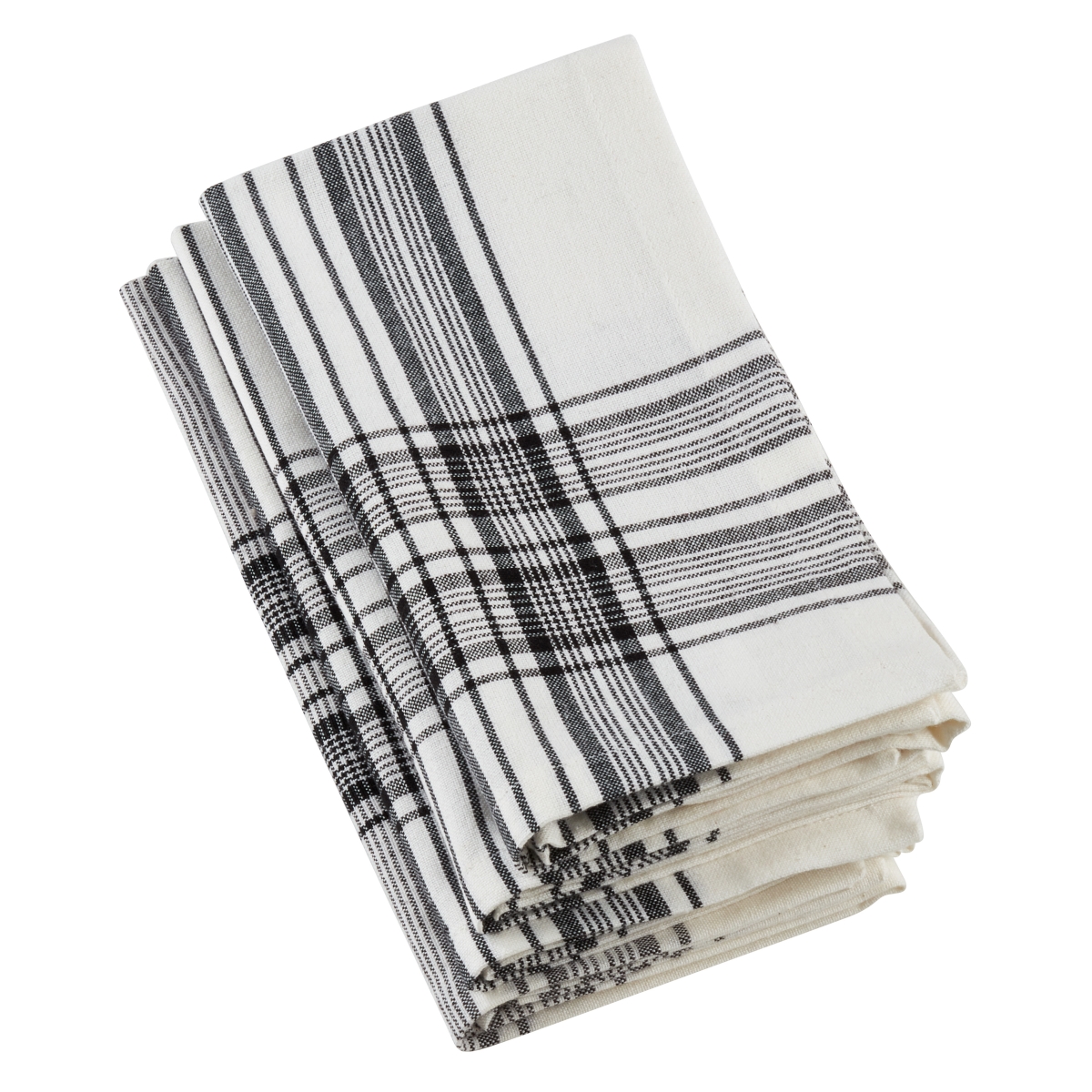 Picture of SARO 6562.BK20S 20 in. Square Cotton Plaid Napkins - Black  Set of 4