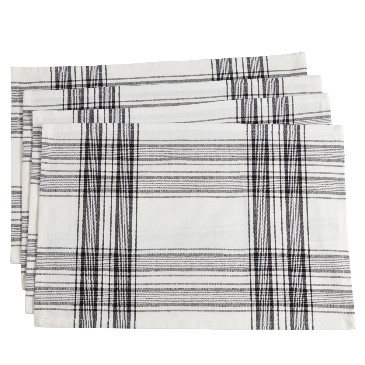 Picture of SARO 6562.BK1420B 14 x 20 in. Rectangular Classic Plaid Design Cotton Placemats - Black  Set of 4