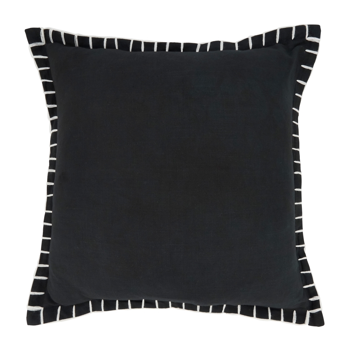 20 in. Classic Charm Chunky Whip Stitch Square Down Filled Throw Pillow, Black