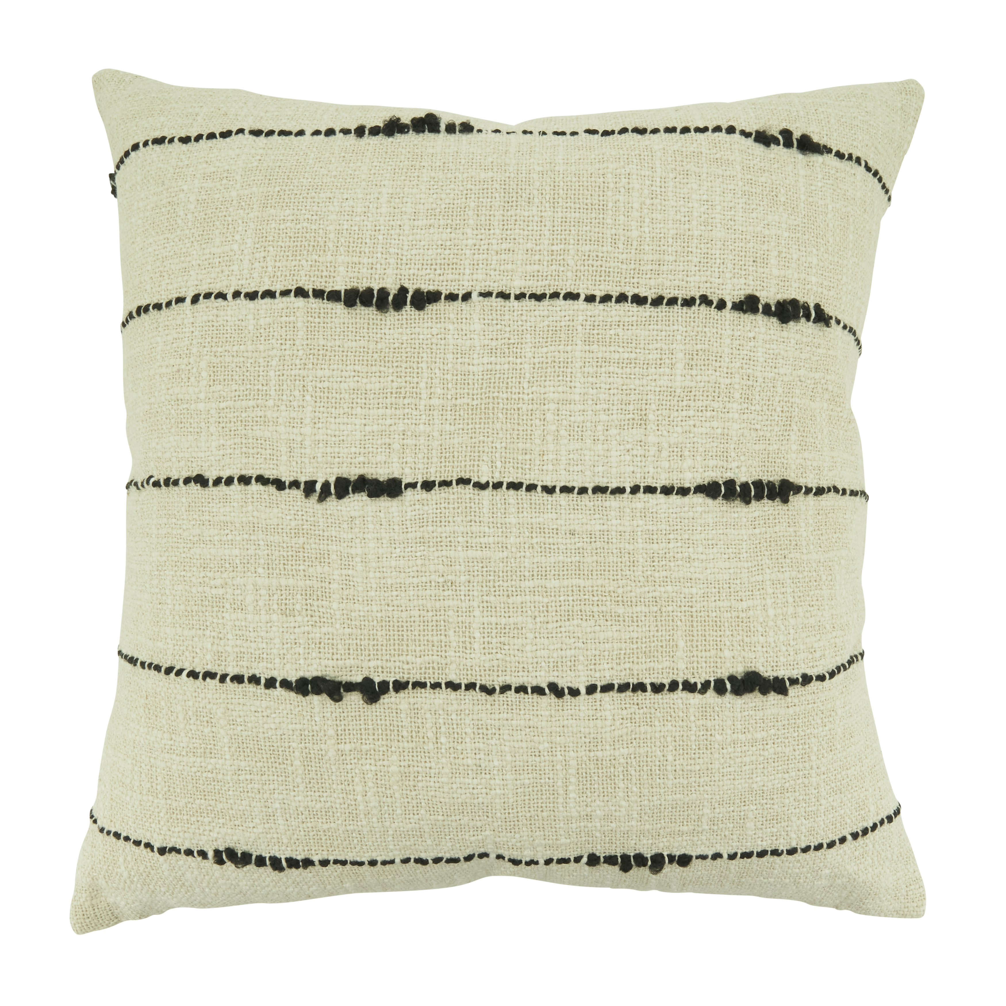 20 in. Chic Stripe Woven Square Poly Filled Throw Pillow, Natural