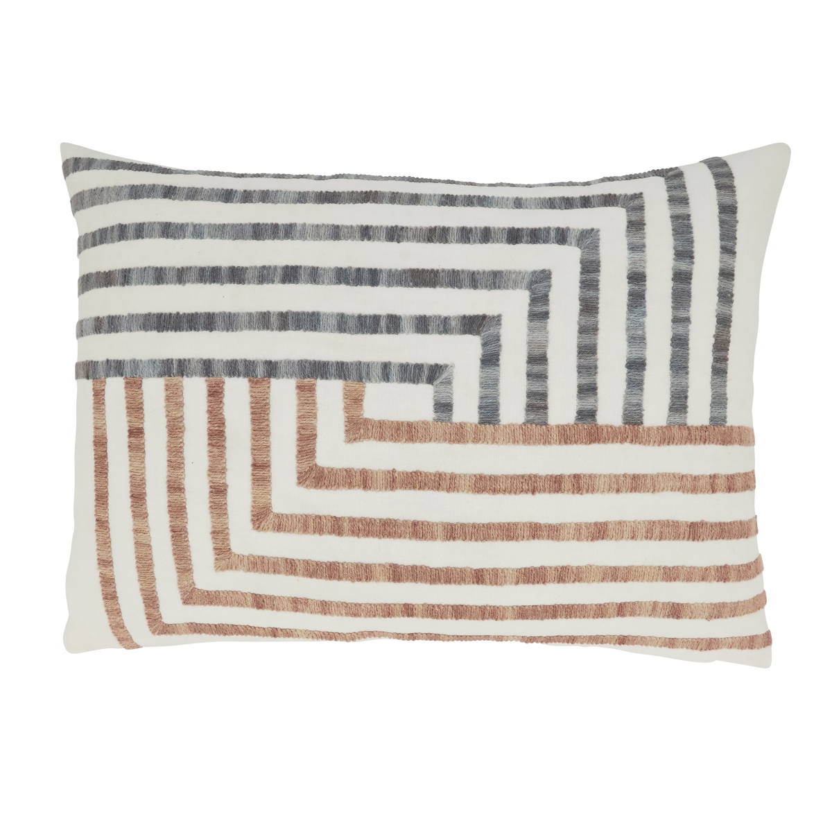 3458.I1420BD 14 x 20 in. Modern Mosaic Geometric Lines Oblong Down Filled Throw Pillow, Ivory -  SARO Lifestyle