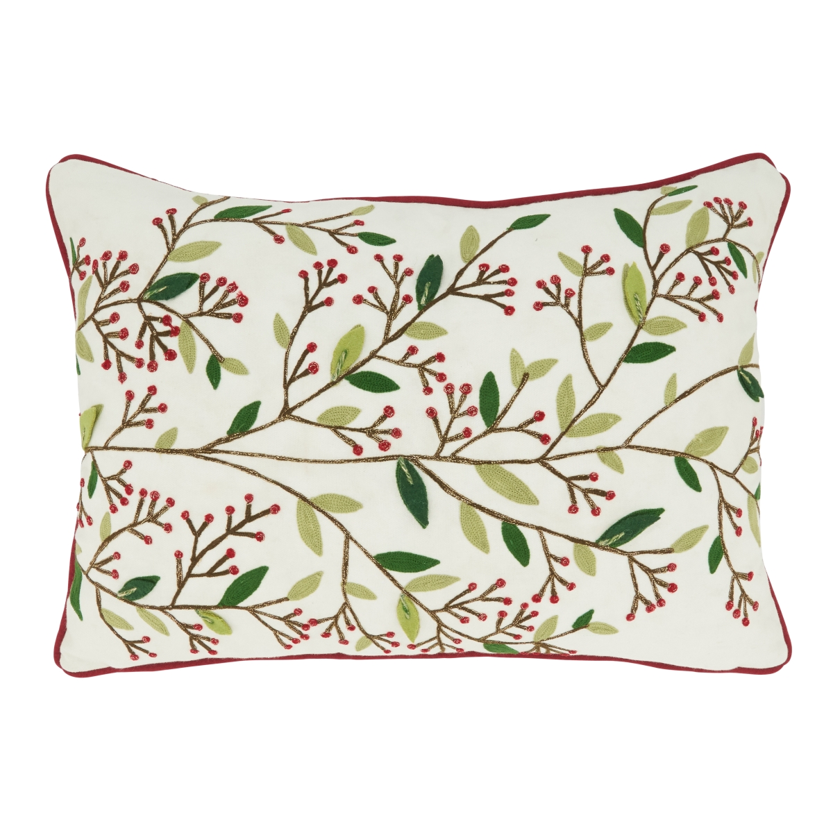 14 x 20 in. Cheery Charm Red Berries Oblong Poly Filled Throw Pillow, Multi Color