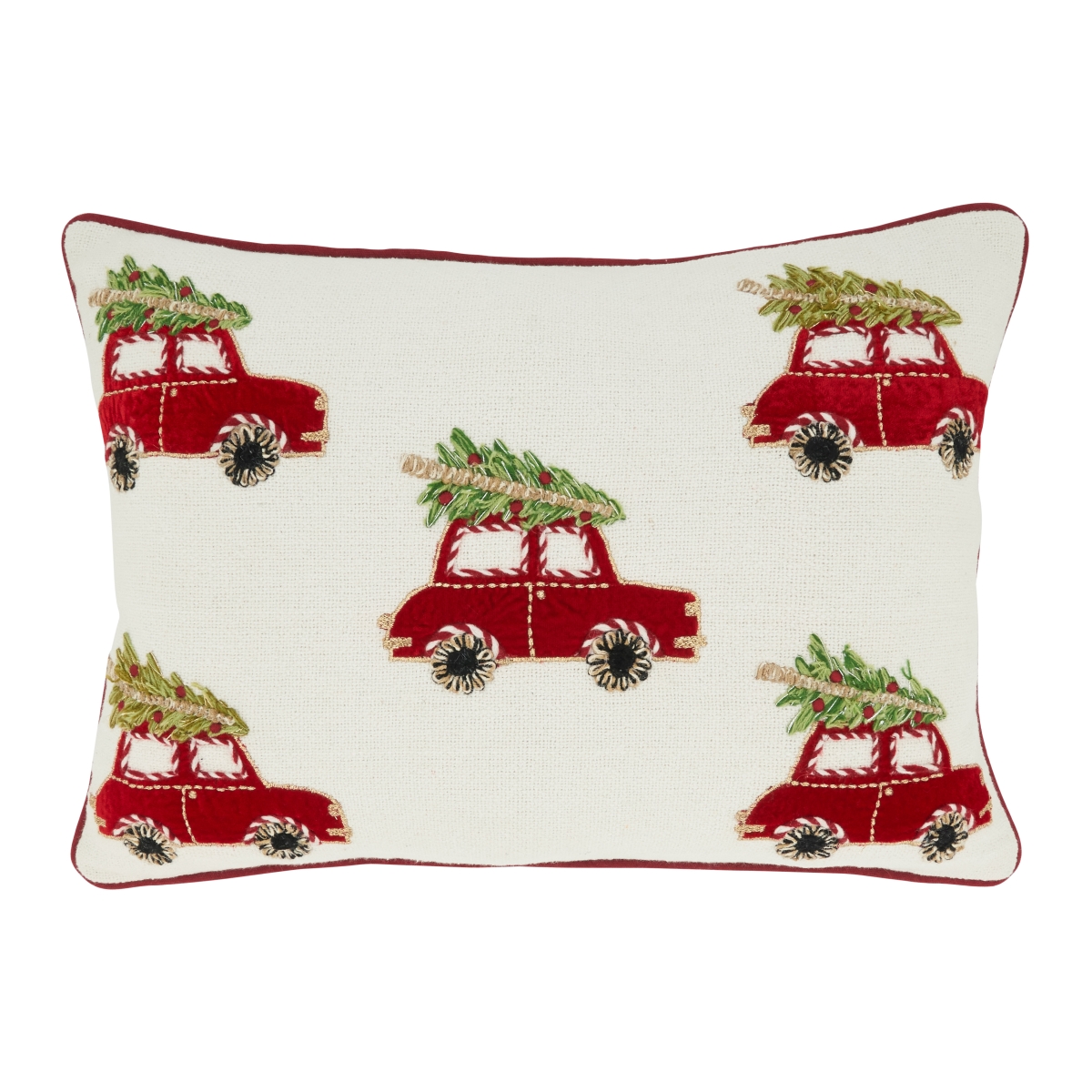 3319.M1420BP 14 x 20 in. Holiday Highways Christmas Cars Oblong Poly Filled Throw Pillow, Multi Color