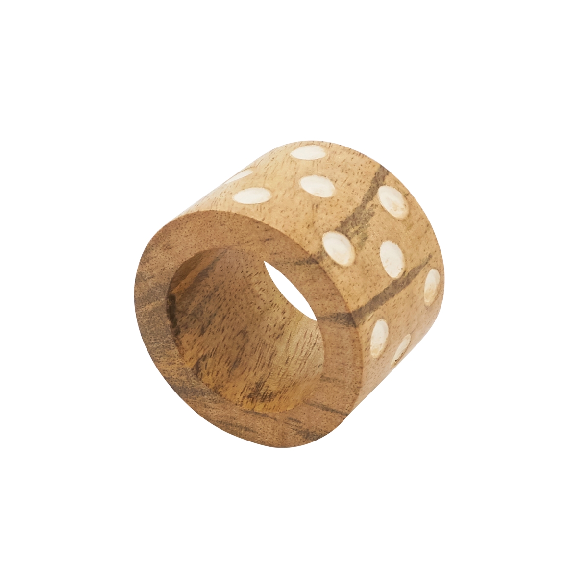 Picture of Saro Lifestyle NR244.N Organic Elegance Dot Wooden Napkin Ring, Natural - Set of 4
