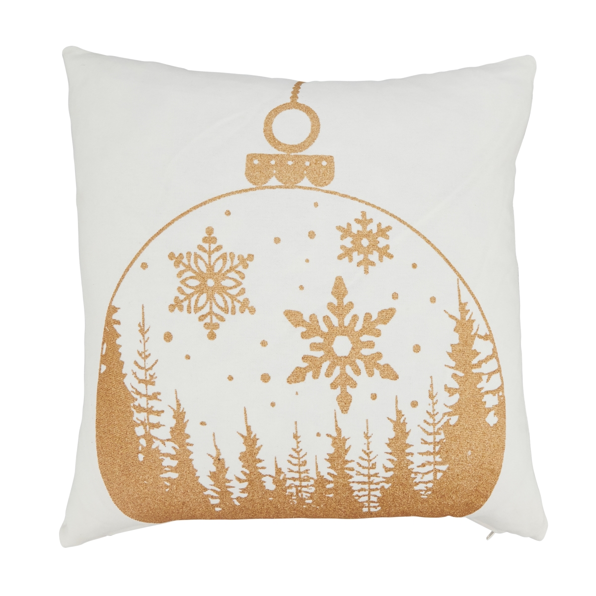 18 in. Holiday Sparkle Ornament Square Throw Pillow Cover, Gold