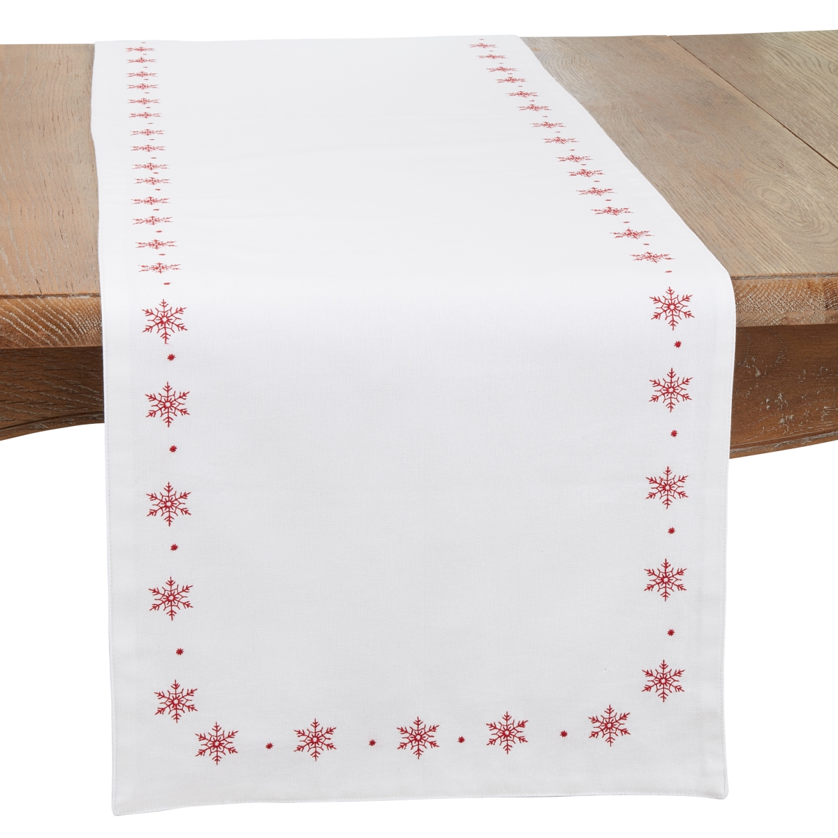 Picture of Saro Lifestyle 1252.W1672B 16 x 72 in. Winter Wonderland Embroidered Snowflake Oblong Table Runner, White