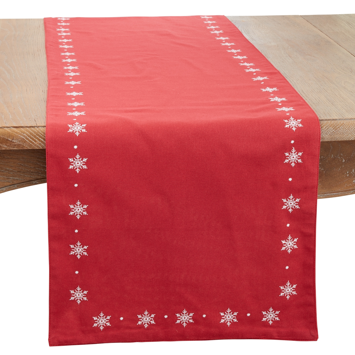 Picture of Saro Lifestyle 1252.R1672B 16 x 72 in. Winter Wonderland Embroidered Snowflake Oblong Table Runner, Red