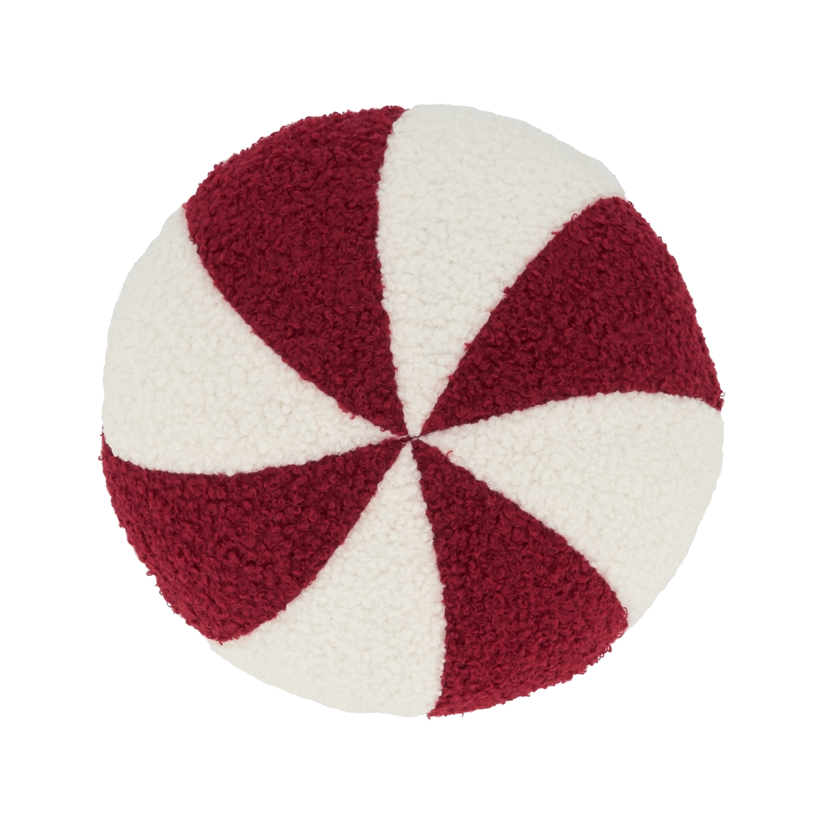 Minty Delight Peppermint Candy Throw Pillow - Red & White - 10 in. - Round - Poly Filled