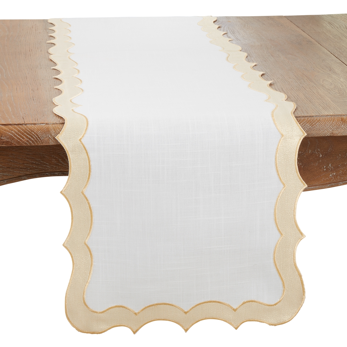 Picture of Saro Lifestyle 3002.GL1672B 16 x 72 in. Elegant Scallop Edge Oblong Table Runner, Gold