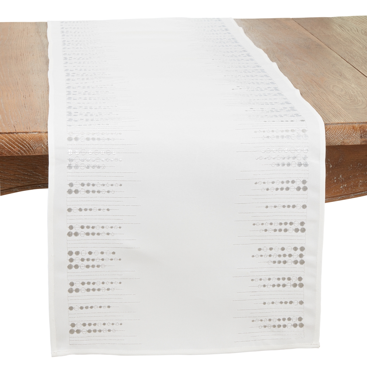 Picture of Saro Lifestyle 6575.S1654B 16 x 54 in. Handcrafted Embroidered Dots Oblong Table Runner, Silver