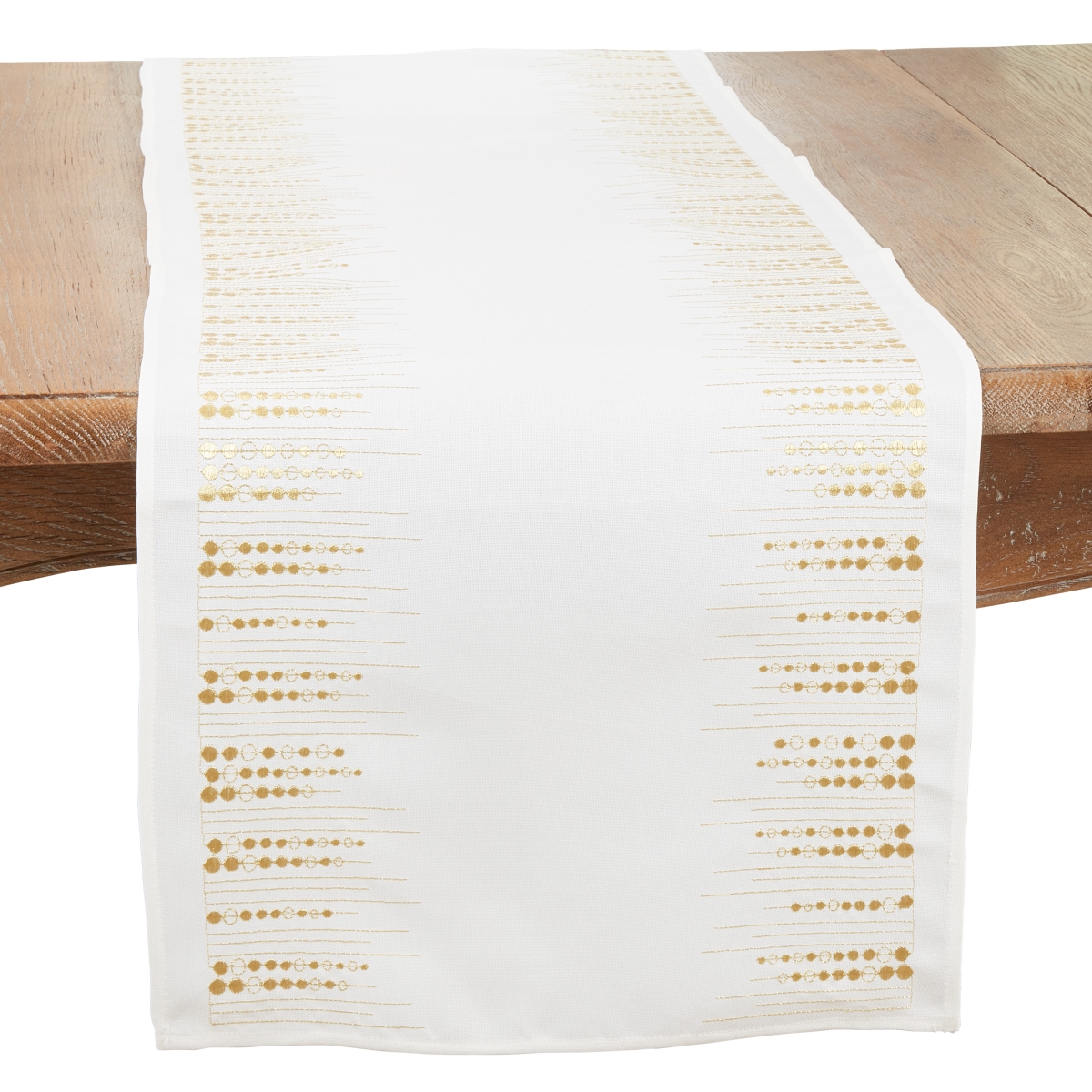 Picture of Saro Lifestyle 6575.GL1672B 16 x 72 in. Handcrafted Embroidered Dots Oblong Table Runner, Gold