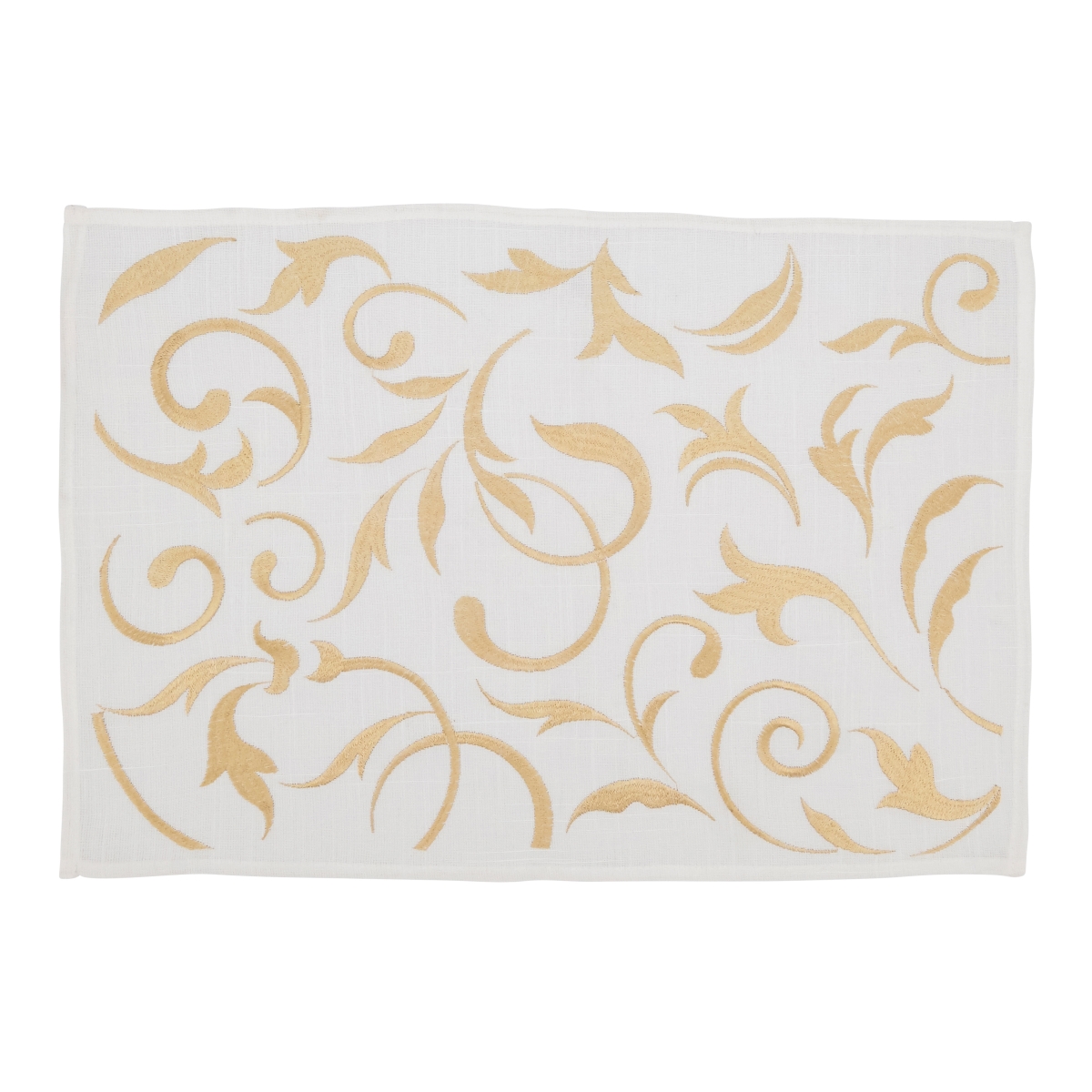 Picture of Saro Lifestyle 1657.GL1420B 14 x 20 in. Botanical Embroidered Leaves Oblong Placemat, Gold - Set of 4