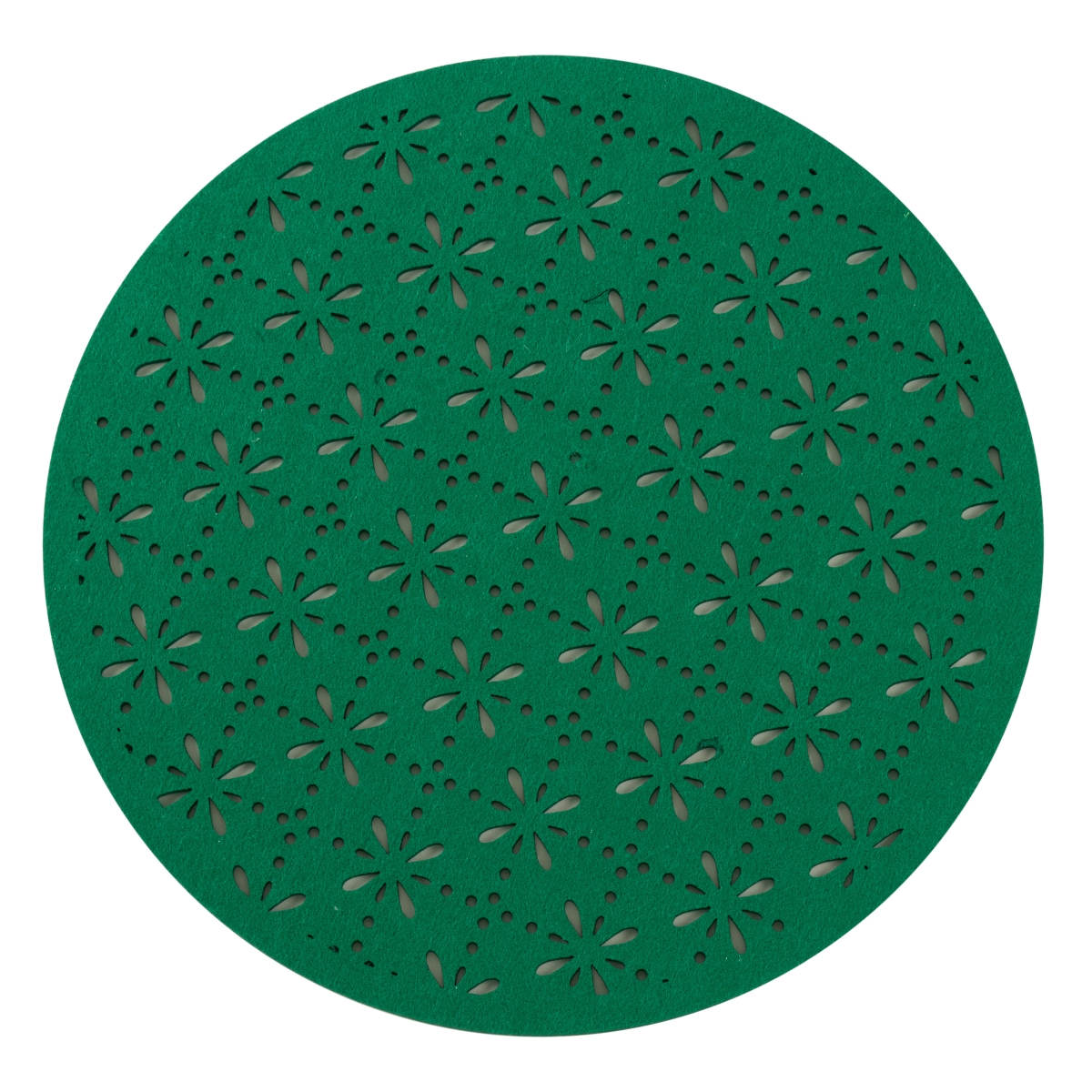 Picture of SARO 5108.G15R 15 in. Round Cutwork Felt Table Mats - Green  Set of 4