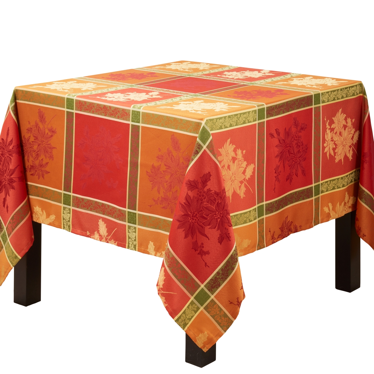 Picture of Saro Lifestyle 8621.OR70S 70 in. Elegant Jacquard Fall Leaves Square Tablecloth, Orange