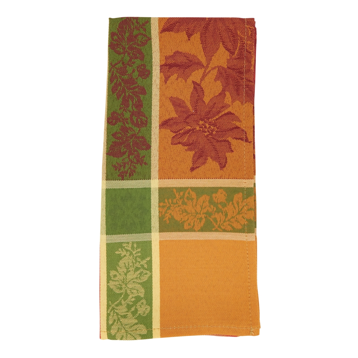 8621.OR20S 20 in. Rustic Harvest Jacquard Square Napkin with Fall Leaves, Orange - Set of 4