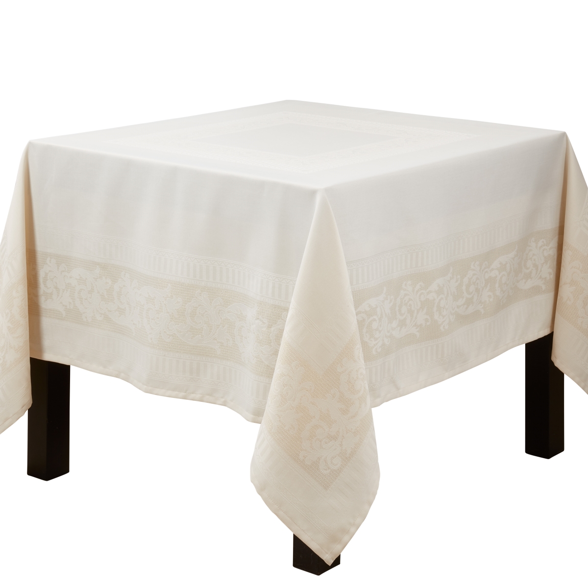 Picture of Saro Lifestyle 1915.E70S 70 in. Elegant Jacquard Floral Square Tablecloth, Ecru