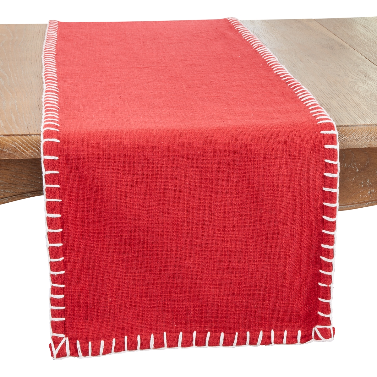 Picture of Saro Lifestyle 785.R1672B 16 x 72 in. Woven Warmth Chunky Whip Stitch Oblong Table Runner, Red