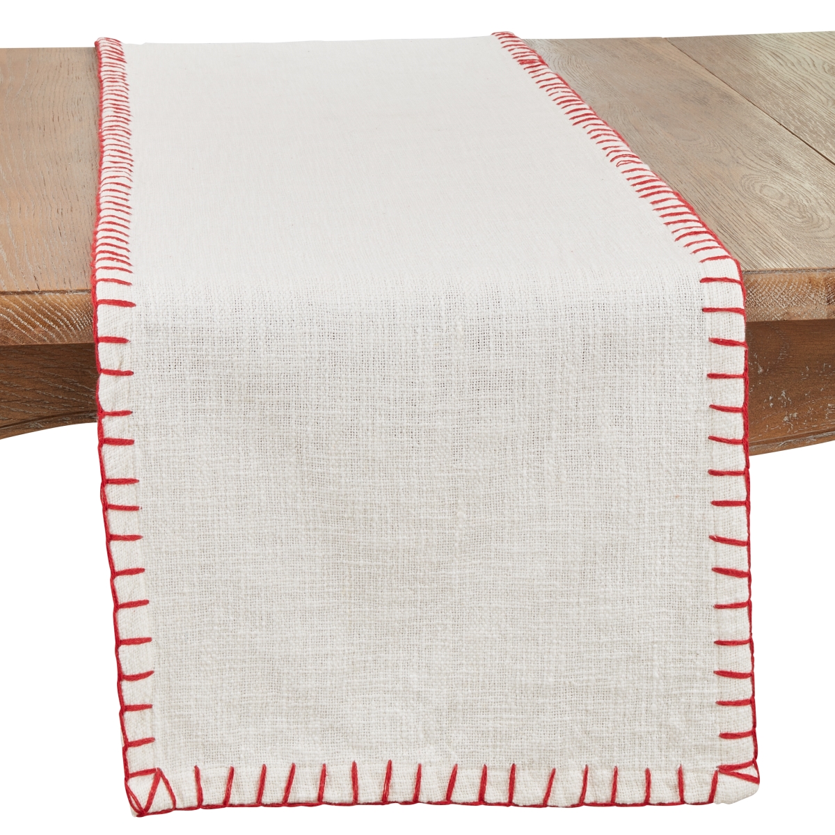 Picture of Saro Lifestyle 785.W1672B 16 x 72 in. Woven Warmth Whip Stitch Oblong Table Runner, White